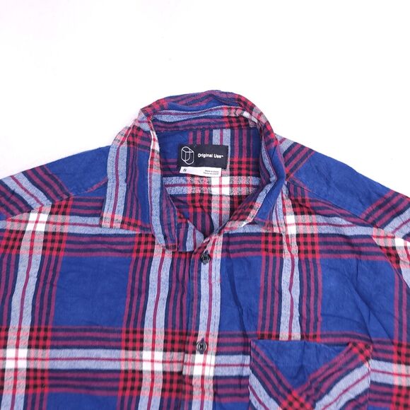 Original Use Tartan Flannel Long Sleeve Button Up Shirt Mens Size S Blue - Picture 1 of 10